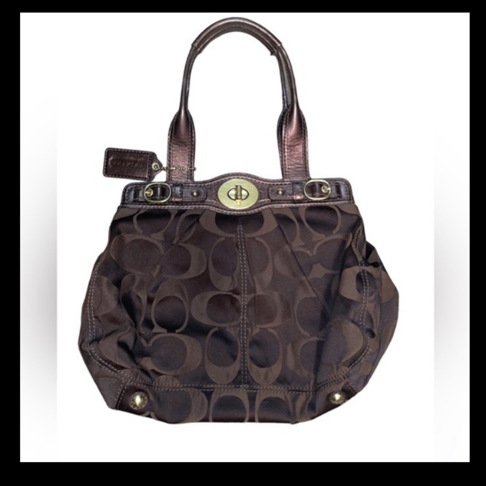 COACH SIGNATURE SATIN GARNET SATCHEL